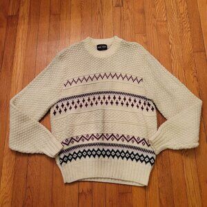 Pine State L Cream Chunky Knit Sweater USA Vintage Grandpacore